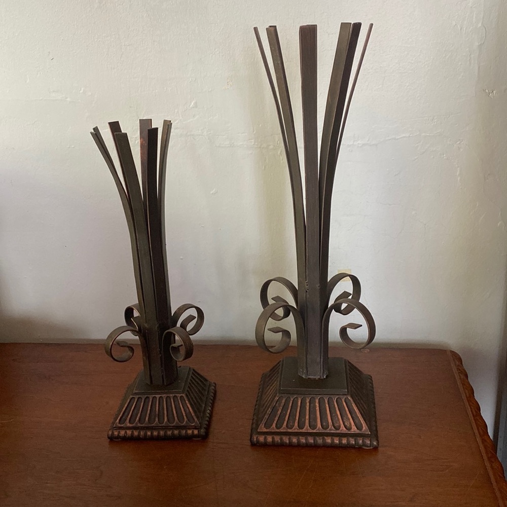 Pair of Foreside tall metal candlesticks